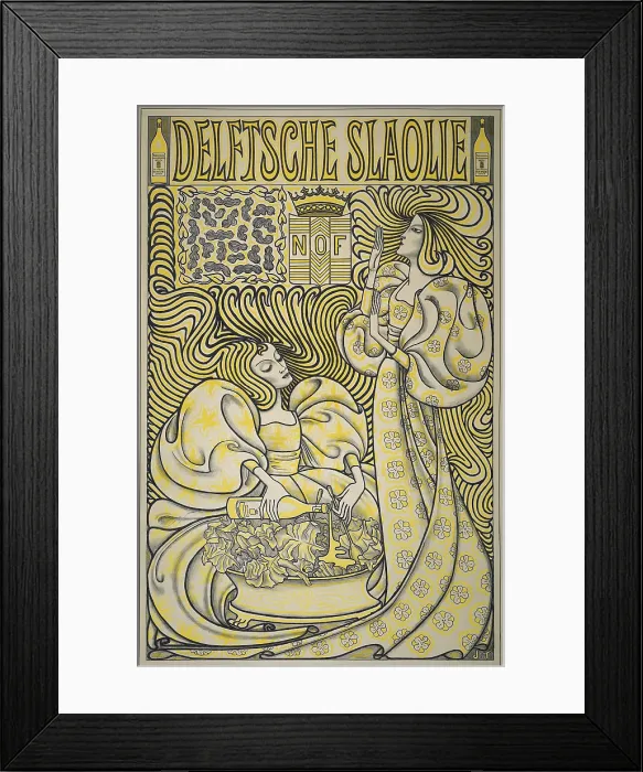 Framed Print : Poster for Delft Salad Oil, by Jan Toorop, 1894, Dutch print, ink on paper Framed Print : Poster for Delft Salad Oil, by Jan Toorop, 1894, Dutch print, ink on paper