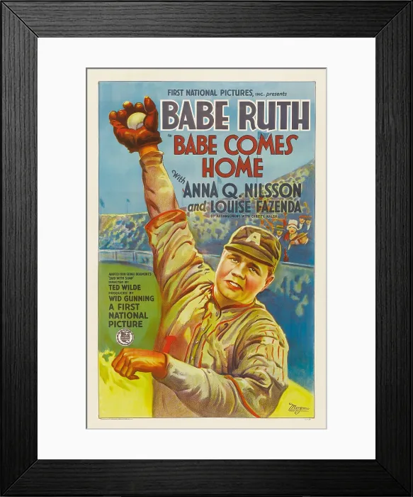 Framed Print : BABE COMES HOME, Babe Ruth, style A poster, 1927 Framed Print : BABE COMES HOME, Babe Ruth, style A poster, 1927