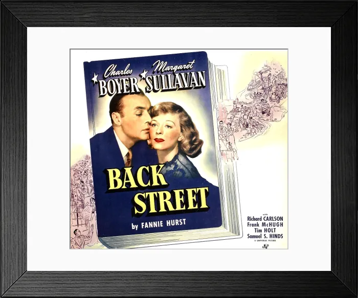 Framed Print : BACK STREET, from left: Charles Boyer, Margaret Sullavan on jumbo window card, 1941