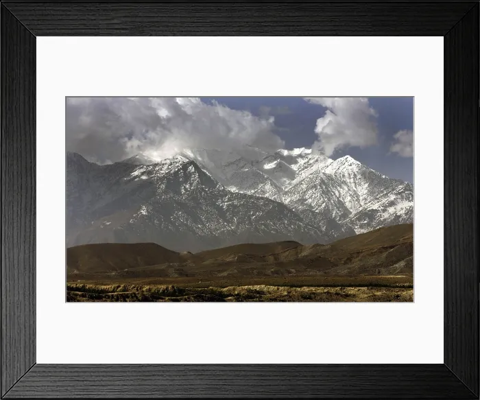Framed Print : Eastern Afghanistan's White Mountains of the Nangarhar Province the location of the cave complex of Tora Bora. In 2002 coalition soldiers from U.S