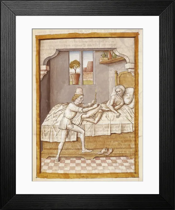 Framed Print : The Fables of Bidpai. Folio 6: Healing of an ill. German edition from 1480 after the Hindu original from 1348. Gothic art. Miniature Painting. FRANCE. Chantilly Framed Print : The Fables of Bidpai. Folio 6: Healing of an ill. German edition from 1480 after the Hindu original from 1348. Gothic art. Miniature Painting. FRANCE. Chantilly