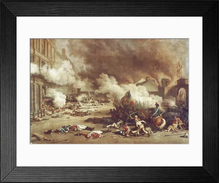 Framed Print : DUPLESSI-BERTAUX, Jean (1750-1818). French Revolution. Take of the courtyard of the Carrousel in the Palace des Tuileries. August 10, 1792. Oil on canvas. FRANCE. Versailles