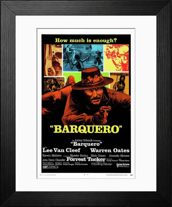 Framed Print : BARQUERO, US poster art, Lee Van Cleef, 1970 Framed Print : BARQUERO, US poster art, Lee Van Cleef, 1970