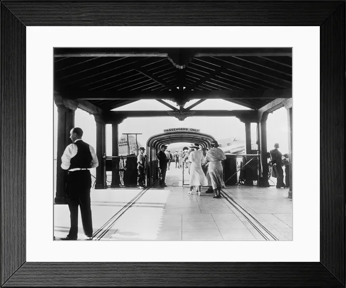 Framed Print : Passengers embark at Washington D.C. area airport in the 1930s. LC-DIG-hec-14557