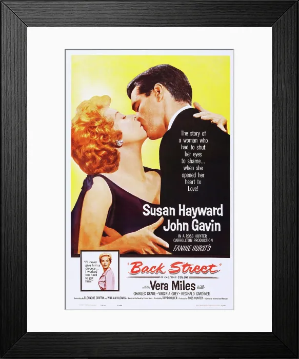 Framed Print : BACK STREET, top l-r: Susan Hayward, John Gavin, bottom: Vera Miles on poster art, 1961