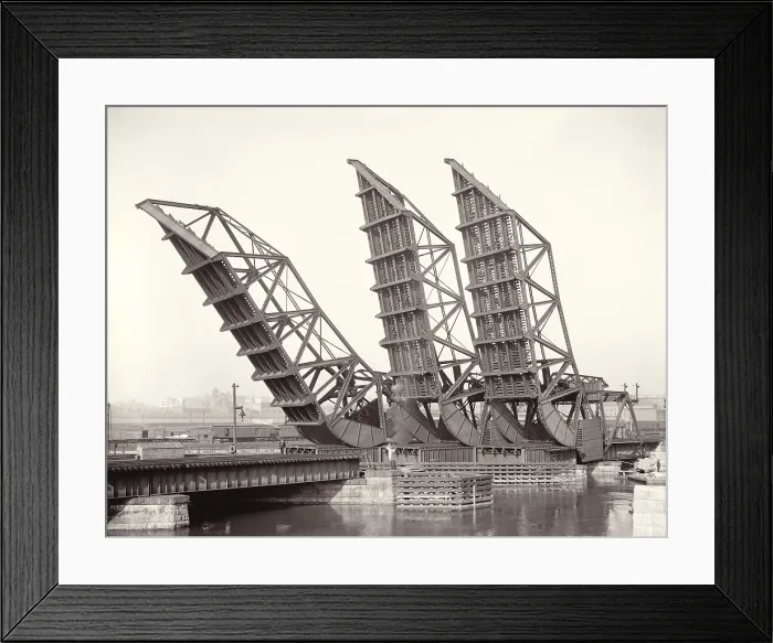 Framed Print : Raised Tower Bridges at Fort Point Channel Boston. The draw-bridge carried spans for Northern Avenue Congress Street and Summer Street. 1904. LC-DIG-det-4a11410 Framed Print : Raised Tower Bridges at Fort Point Channel Boston. The draw-bridge carried spans for Northern Avenue Congress Street and Summer Street. 1904. LC-DIG-det-4a11410