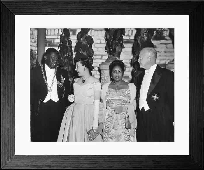 Framed Print : President and Mamie Eisenhower at a dinner in their honor given by Pres. And Mme. Migliori of Haiti. Sheraton Park Hotel, Jan 28, 1955. - (BSLOC_2014_16_206)