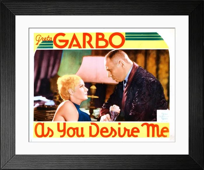 Framed Print : AS YOU DESIRE ME, US lobbycard, from left: Greta Garbo, Erich von Stroheim, 1932