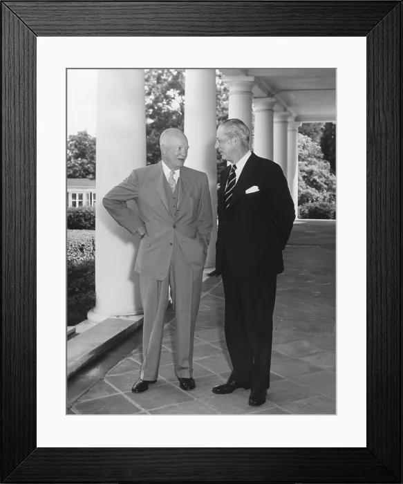 Framed Print : President Eisenhower with British Prime Minister Harold Macmillan on the West Wing Portico. June 9, 1958. - (BSLOC_2014_16_222) Framed Print : President Eisenhower with British Prime Minister Harold Macmillan on the West Wing Portico. June 9, 1958. - (BSLOC_2014_16_222)