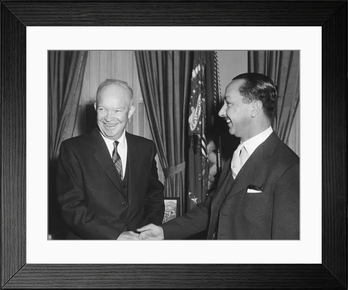 Framed Print : President Eisenhower with Crown Prince Abdul Ilah of Iraq. In Oval Office, Feb. 5, 1957 Framed Print : President Eisenhower with Crown Prince Abdul Ilah of Iraq. In Oval Office, Feb. 5, 1957