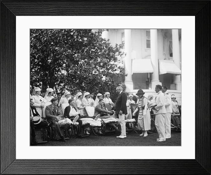 Framed Print : President Warren Harding and the First Lady with veterans at White House garden party, June 7, 1922. (BSLOC_2015_15_62) Framed Print : President Warren Harding and the First Lady with veterans at White House garden party, June 7, 1922. (BSLOC_2015_15_62)