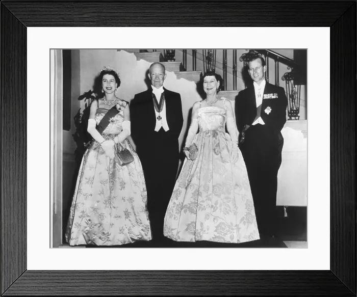 Framed Print : Queen Elizabeth II, President and Mrs. Eisenhower, and Prince Philip before a State Dinner. The White House. Oct. 17, 1957. - (BSLOC_2014_16_215)