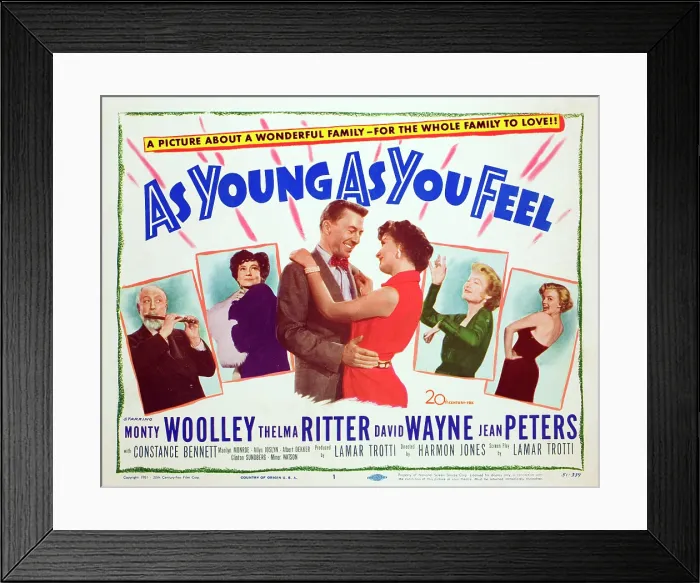 Framed Print : AS YOUNG AS YOU FEEL, Monty Woolley, Thelma Ritter, David Wayne, Jean Peters, Constance Bennett, Marilyn Monroe, 1951, TM and Copyright 20th Century Fox Film Corp Framed Print : AS YOUNG AS YOU FEEL, Monty Woolley, Thelma Ritter, David Wayne, Jean Peters, Constance Bennett, Marilyn Monroe, 1951, TM and Copyright 20th Century Fox Film Corp