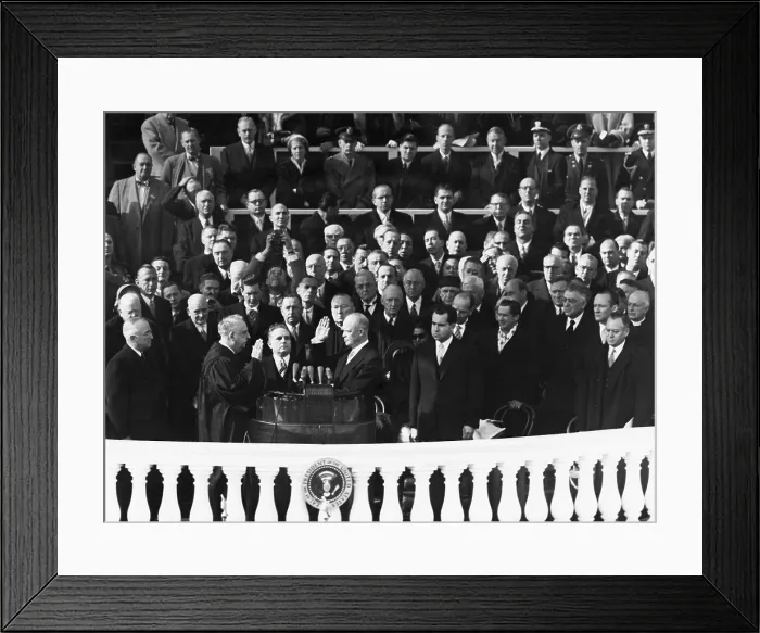 Framed Print : Chief Justice Fred Vinson administers the Oath of Office to Dwight Eisenhower. Jan. 20, 1953 Framed Print : Chief Justice Fred Vinson administers the Oath of Office to Dwight Eisenhower. Jan. 20, 1953