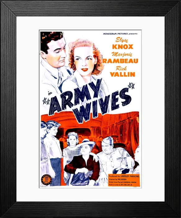 Framed Print : ARMY WIVES, US poster, top from left: Rick Vallin, Elyse Knox, 1944 Framed Print : ARMY WIVES, US poster, top from left: Rick Vallin, Elyse Knox, 1944