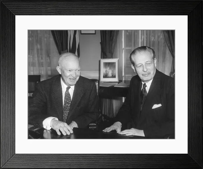 Framed Print : President Eisenhower with British Prime Minister Harold Macmillan in the Oval Office. March 23, 1959. - (BSLOC_2014_16_223) Framed Print : President Eisenhower with British Prime Minister Harold Macmillan in the Oval Office. March 23, 1959. - (BSLOC_2014_16_223)