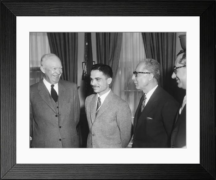Framed Print : President Eisenhower with King Hussein I of Jordan in the Oval Office. March 24, 1959. - (BSLOC_2014_16_224) Framed Print : President Eisenhower with King Hussein I of Jordan in the Oval Office. March 24, 1959. - (BSLOC_2014_16_224)