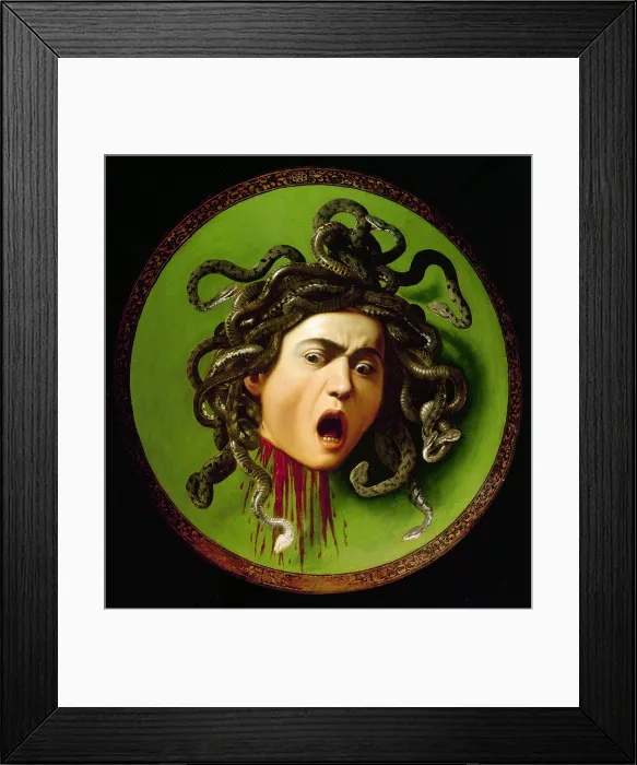 Framed Print : Merisi Michelangelo known as Caravaggio, Medusa, 1596 - 1598, 16th Century, oil on canvas on poplar shutter, Italy, Tuscany, Florence