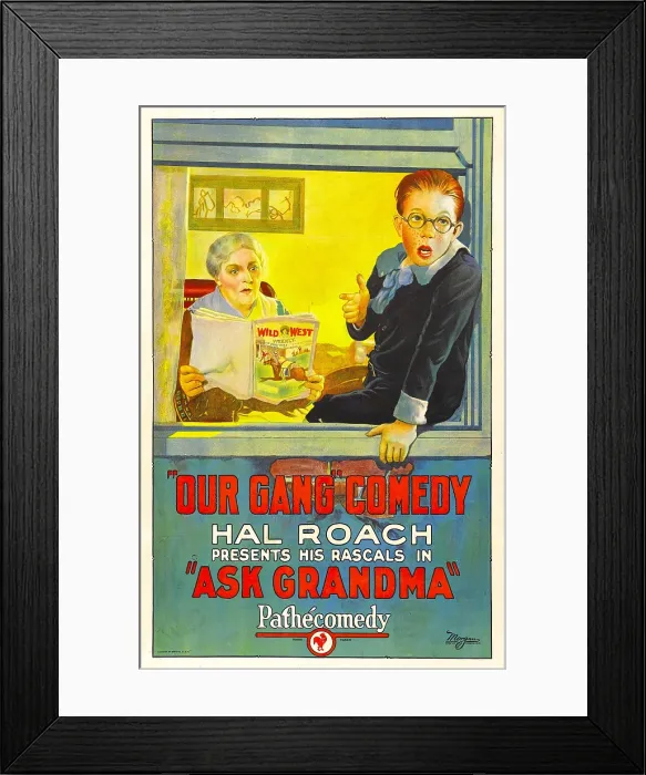 Framed Print : ASK GRANDMA, boy with glasses, on right: Mickey Daniels, 1925 Framed Print : ASK GRANDMA, boy with glasses, on right: Mickey Daniels, 1925