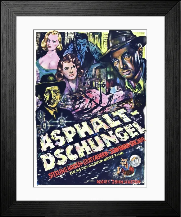 Framed Print : THE ASPHALT JUNGLE, (aka ASPHALT DSCHUNGEL), German poster art, clockwise from left: Sam Jaffe, Jean Hagen, Marilyn Monroe, James Whitmore, Sterling Hayden, 1950 Framed Print : THE ASPHALT JUNGLE, (aka ASPHALT DSCHUNGEL), German poster art, clockwise from left: Sam Jaffe, Jean Hagen, Marilyn Monroe, James Whitmore, Sterling Hayden, 1950