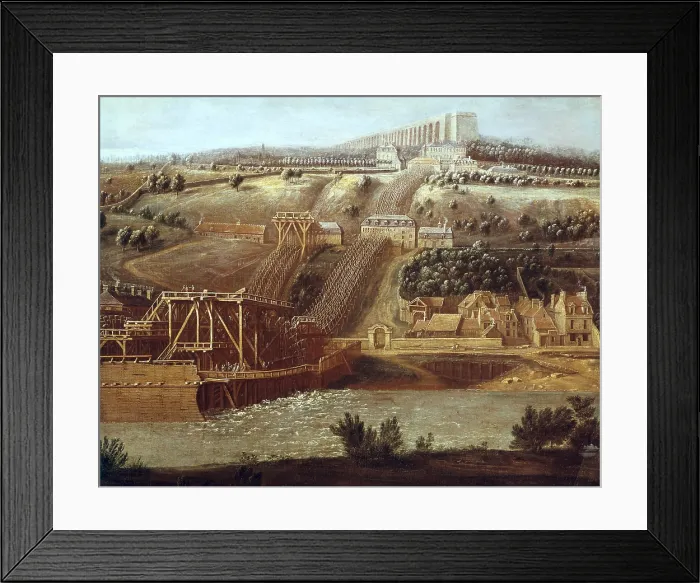 Framed Print : MARTIN, Pierre Denis, called 'the Younger' (1663-1742). La Machine de Marly. ca. 1700. Central detail. Oil on canvas. FRANCE. Versailles. National Museum of Versailles