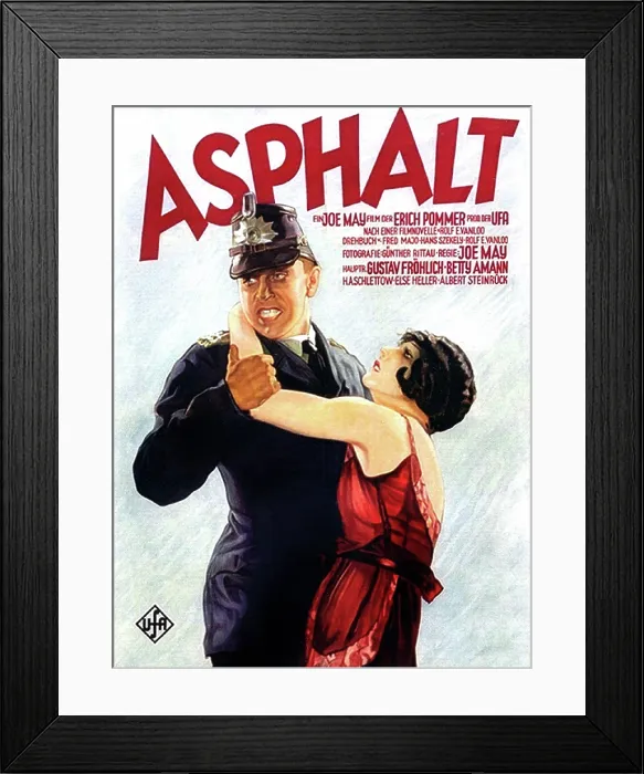 Framed Print : ASPHALT, from left on German poster art: Gustav Frohlich, Betty Amann, 1929 Framed Print : ASPHALT, from left on German poster art: Gustav Frohlich, Betty Amann, 1929