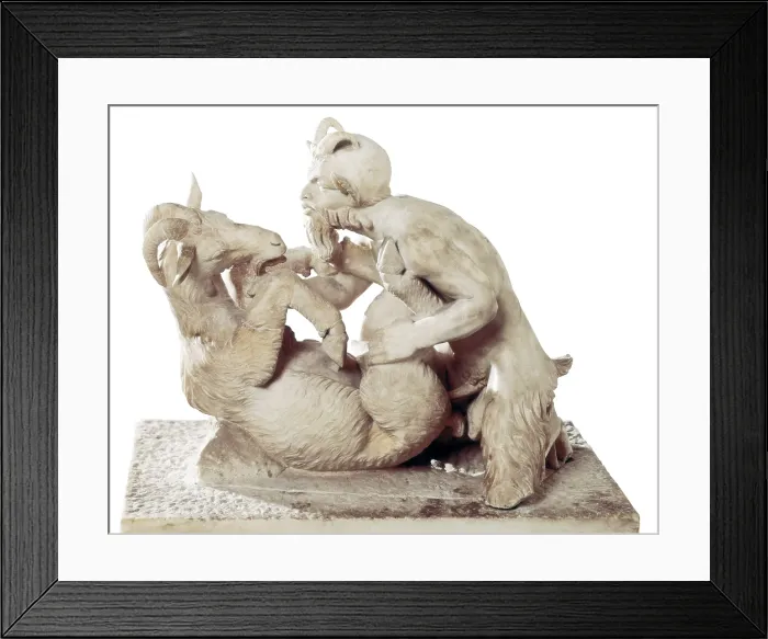 Framed Print : Faun and goat. Roman art. Sculpture. ITALY. Naples. National Museum of Archaeology. - Iberfoto / Everett Collection (537046)**US SALES ONLY**