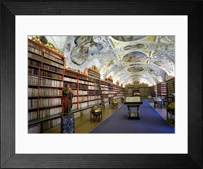 Framed Print : CZECH Rep.. Prague. Strahov Monastery, founded in 1143. Theological Hall of the Library with paintings from 1723-27. Baroque art