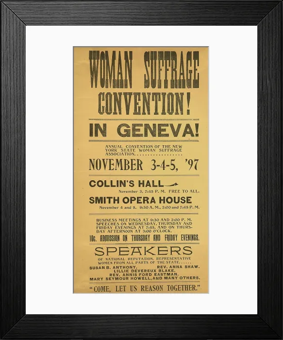 Framed Print : Poster advertising the 1897 New York State Woman Suffrage Convention Framed Print : Poster advertising the 1897 New York State Woman Suffrage Convention