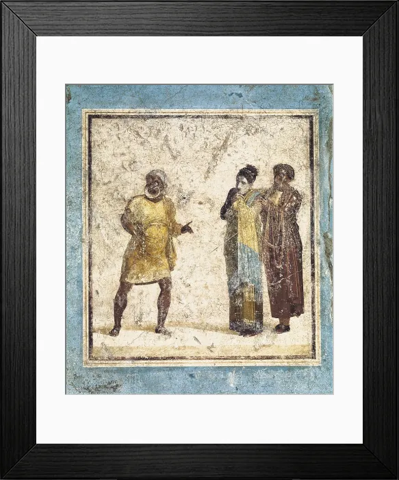 Framed Print : ITALY. Pompeii. House of Casca Longus. Actors wearing masks in a theatrical scene. 1st century A.D. Roman art. Early Empire. Fresco