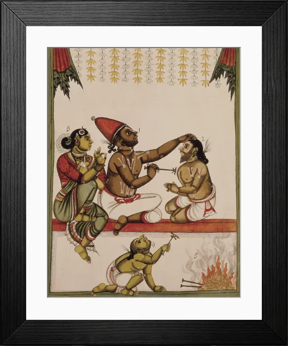 Framed Print : Book of the Moghul. Ms. 8300. 17th c. Tatoo. Hindu art. Miniature Painting. ITALY. Venice. Biblioteca nazionale marciana (St. Mark's Library)