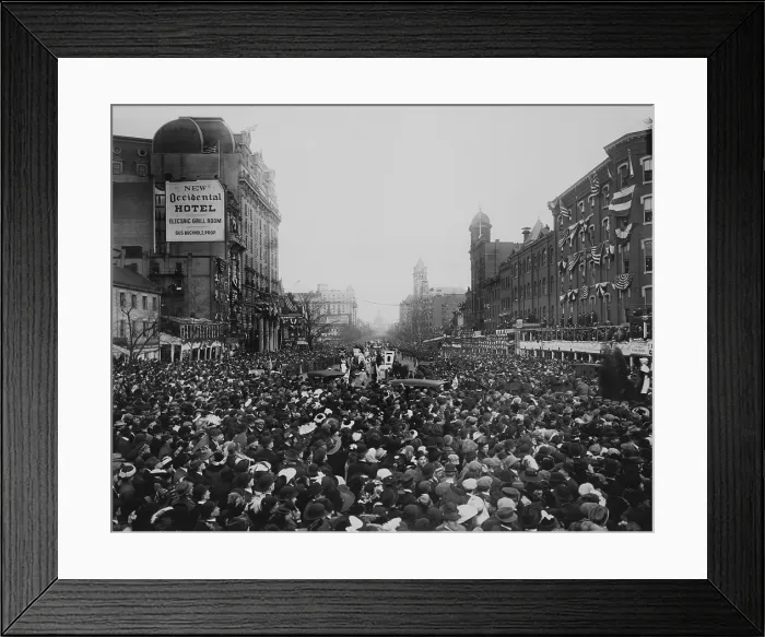 Framed Print : Disorderly crowd at the Suffragette parade in Washington, D.C. the day before Woodrow Wilson's first inauguration
