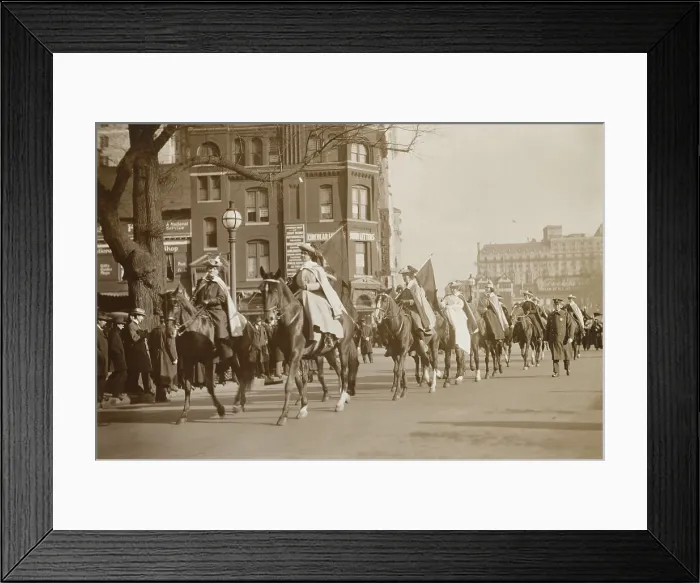 Framed Print : Suffragists on horseback in a parade in Washington, D.C. on May 9, 1914 Framed Print : Suffragists on horseback in a parade in Washington, D.C. on May 9, 1914