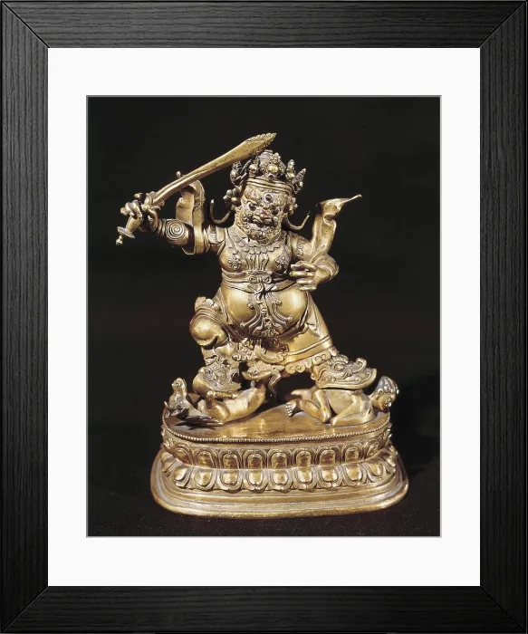Framed Print : Beg-Tse. 18th c. Golden bronze. God of War. Tibetan art. Sculpture. FRANCE. Paris. Guimet Museum. Proc: CHINA. TIBET. - BeBa / Iberfoto / Everett Collection (279850)**US SALES ONLY**