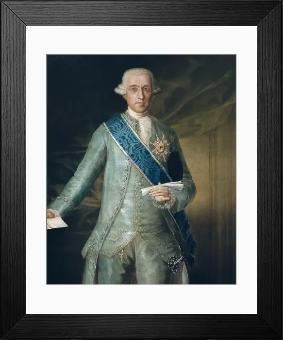 Framed Print : GOYA Y LUCIENTES, Francisco de (1746-1828). The Count of Floridablanca. 1783. Detail. Oil on canvas. SPAIN. Madrid. Prado Museum