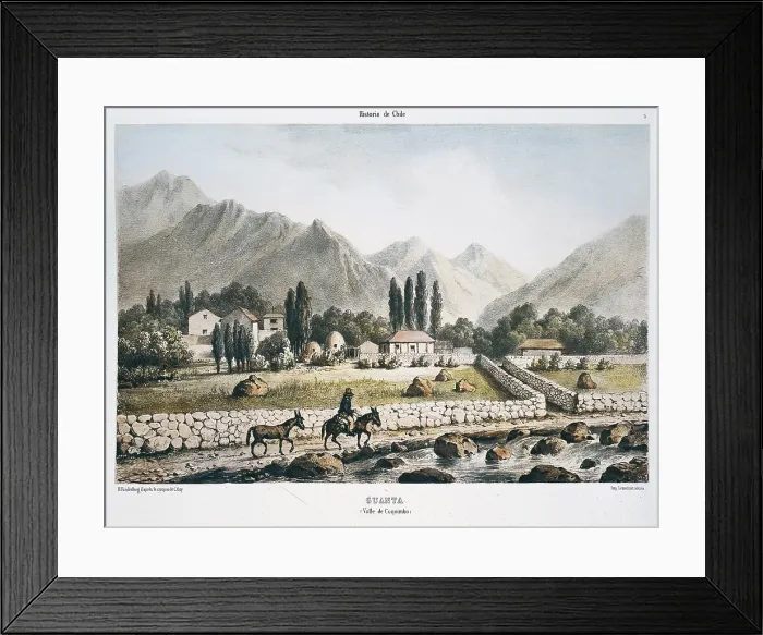 Framed Print : Chile (1854). Guanta, in Coquimbo valley. Litography. - Iberfoto / Everett Collection (280895)**US SALES ONLY** Framed Print : Chile (1854). Guanta, in Coquimbo valley. Litography. - Iberfoto / Everett Collection (280895)**US SALES ONLY**
