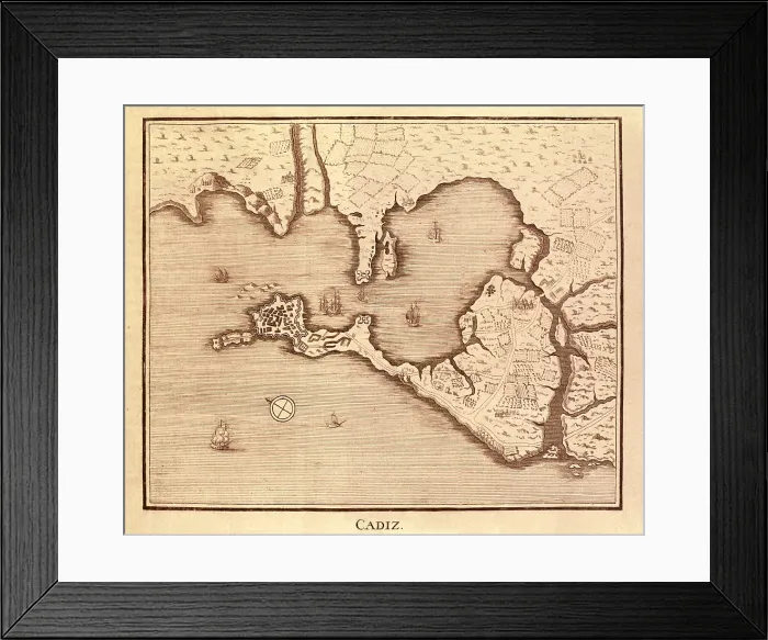 Framed Print : Map of Cadiz by Antonio Ponz (1794). Engraving. SPAIN. Madrid. National Library. - M.C.Esteban / Iberfoto / Everett Collection (280255)**US SALES ONLY**