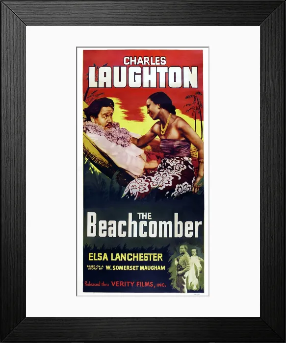 Framed Print : THE BEACHCOMBER, (aka VESSEL OF WRATH), US poster art, top left: Charles Laughton; bottom right: Charles Laughton, Elsa Lanchester, 1938 Framed Print : THE BEACHCOMBER, (aka VESSEL OF WRATH), US poster art, top left: Charles Laughton; bottom right: Charles Laughton, Elsa Lanchester, 1938