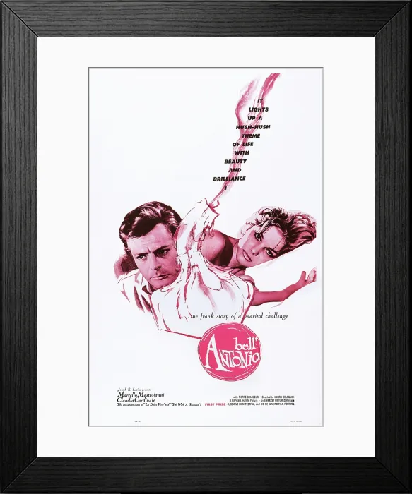 Framed Print : BELL ANTONIO, (aka IL BELL'ANTONIO), US poster art, from left: Marcello Mastroianni, Claudia Cardinale, 1960 Framed Print : BELL ANTONIO, (aka IL BELL'ANTONIO), US poster art, from left: Marcello Mastroianni, Claudia Cardinale, 1960