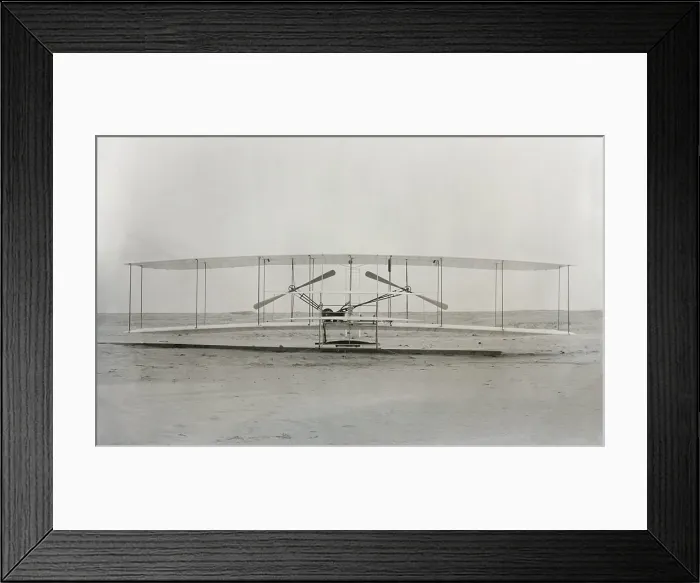 Framed Print : The Wright Brothers machine the plane in which they made the first powered controlled flight in a heavier-than-air airplane on December 17 1903. LC-DIG-ppprs-00615