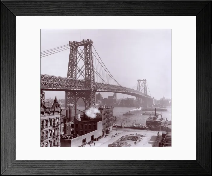 Framed Print : Williamsburg Bridge viewed from downtown Manhattan with Brooklyn in the distance. 1903. LC-D4-36499