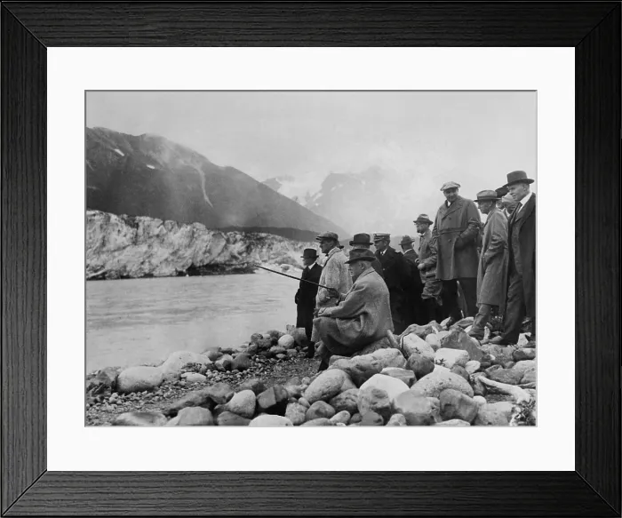 Framed Print : President Warren Harding and his Alaska touring party near a glacier. July 1923. (BSLOC_2015_15_80)