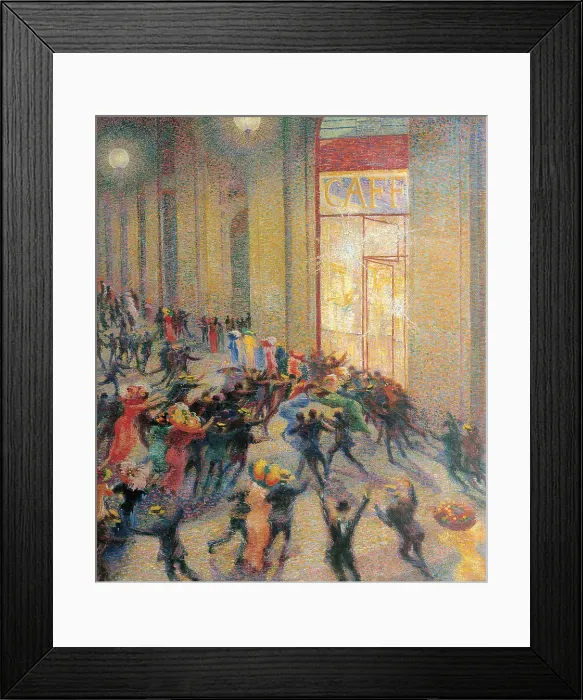 Framed Print : Boccioni Umberto, A Fight in the Arcade, 1910, 20th Century, oil on canvas, Italy, Lombardy, Milan