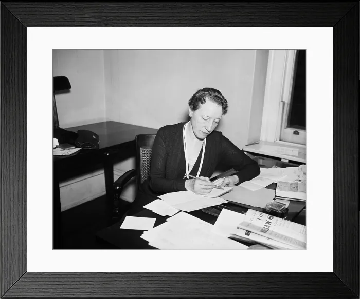 Framed Print : Congresswoman Caroline O'Day, at her Capitol Hill office on Jan 16, 1935. She served in the House of Representatives from 1935-1943 as a Democrat from New York State