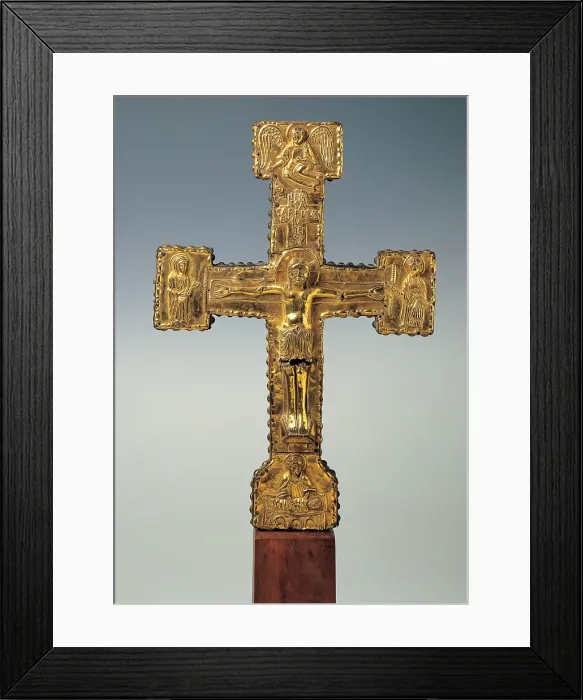 Framed Print : Roman or Umbrian Work, Processional cross, 1150 - 1150, 12th Century, pressed silver, embossed and gilded, wood core, Italy, Umbria, Assisi, Perugia