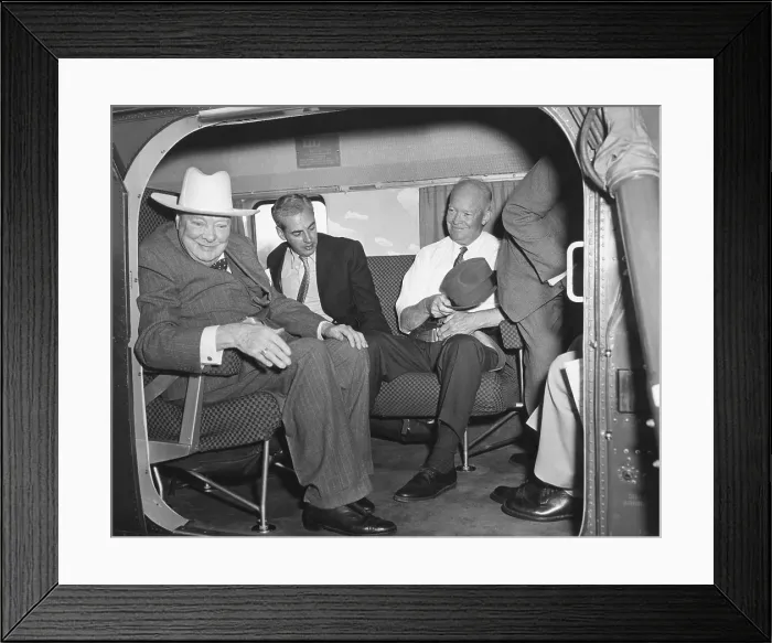Framed Print : Former Prime Minister Winston Churchill in President Eisenhower's Marine Helicopter. May 6, 1959. - (BSLOC_2014_16_225) Framed Print : Former Prime Minister Winston Churchill in President Eisenhower's Marine Helicopter. May 6, 1959. - (BSLOC_2014_16_225)