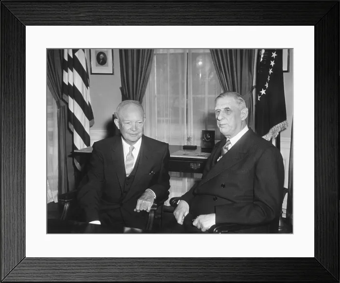 Framed Print : President Eisenhower meeting with French President Charles DeGaulle in the Oval Office. April 22, 1960. - (BSLOC_2014_16_227)