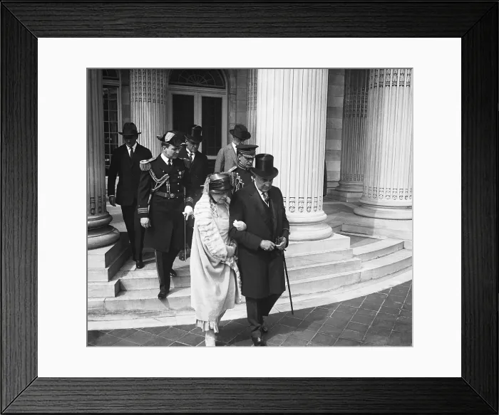 Framed Print : President Warren Harding and First Lady Florence Kling Harding leaving Continental Hall. April 16, 1923. They attended a Daughters of the American Revolution Congress