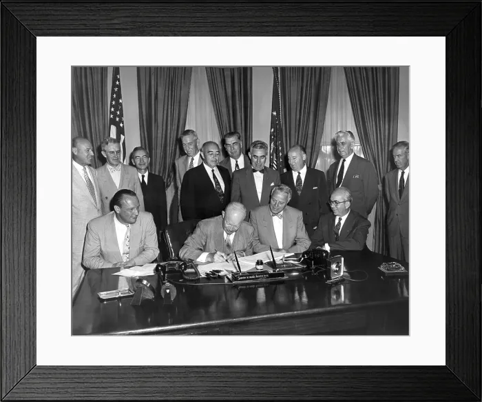 Framed Print : President Eisenhower signs the Atomic Energy Act of 1954. Aug. 8, 1954 Framed Print : President Eisenhower signs the Atomic Energy Act of 1954. Aug. 8, 1954