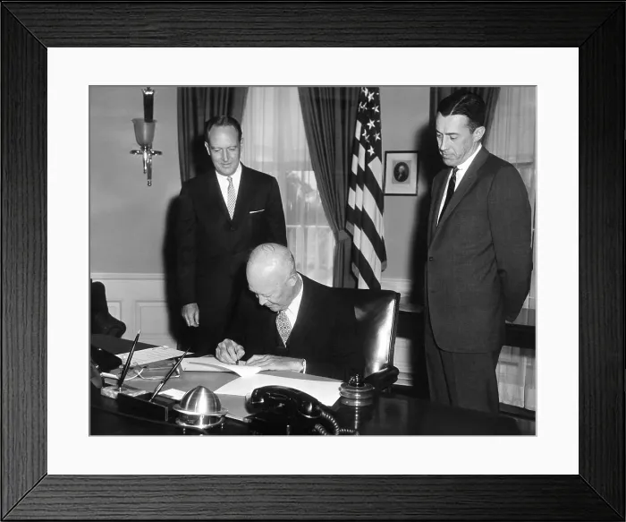 Framed Print : President Eisenhower signing the Civil Rights Bill of 1960. May 6, 1960